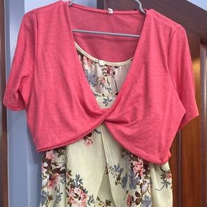 Women Spaghetti Strap Irregular Dress With Shawl